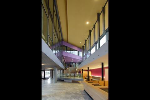 The central foyer is open, airy and filled with daylight